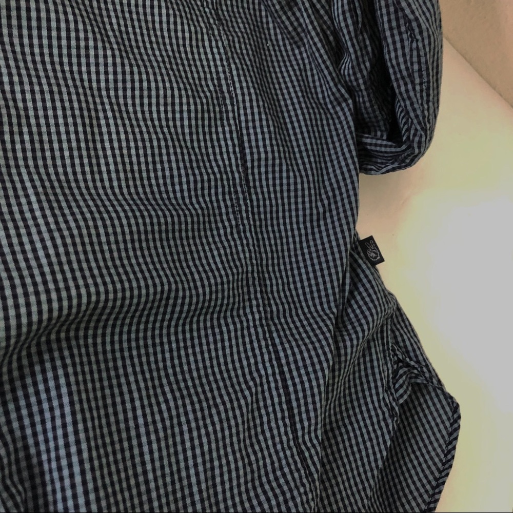 John Varvatos Men’s Shirt Black And Gray Plaid Button Down Roll Up Tab Sleeve - Picture 6 of 7